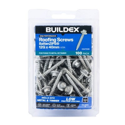 Buildex 12G x 40mm Class 3 BattenZIPS - 100 pieces