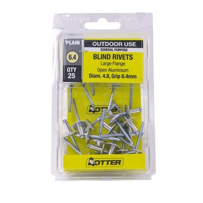 Otter 4.8 x 6.4mm Large Flange Aluminium Rivets - 25 pieces