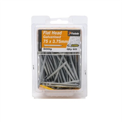 Paslode 75 x 3.75mm 500g Flat Head Galvanised Nails - 65 pieces