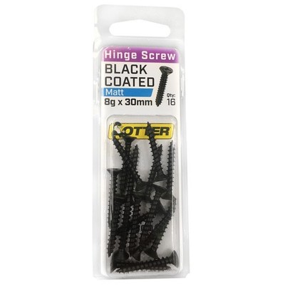 Otter 8 x 30mm Black Coated Hinge Screws 4 pcs