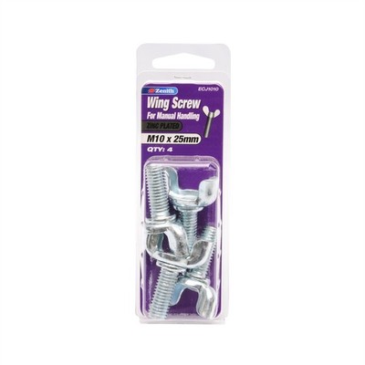 Zenith M10 x 25mm Zinc Plated Wing Screw - 4 pieces