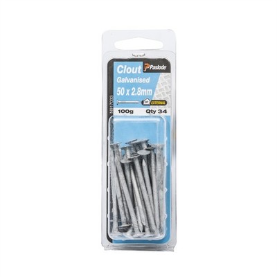 Paslode 50 x 2.8mm 100g Galvanised Nails Clouts 2 pcs