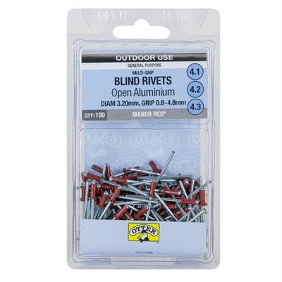 Otter Manor Red® 3.2 x 0.8-4.8mm Multi-Grip Open Aluminium Blind Rivet - 100 Pac