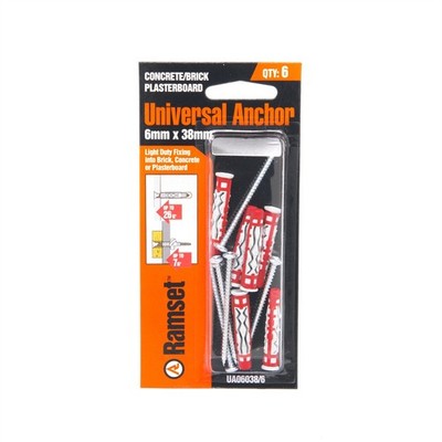 Ramset 6 x 38mm Universal Anchor - 6 pieces