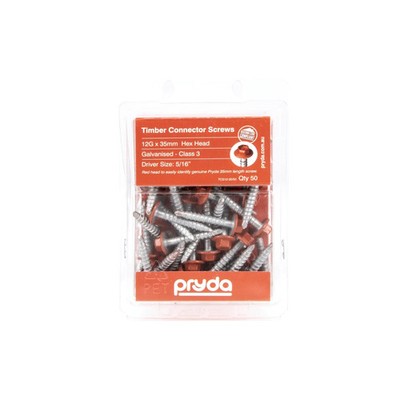 Pryda Timber Connector Screw 12G x 35mm Hex Head Pack 50 Car Wiring Adapter