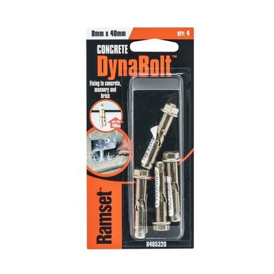 Ramset 8 x 40mm DynaBolt Plus Hex Nut Bolt - 4 pieces