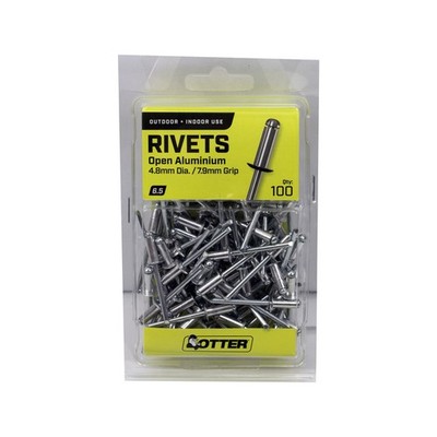 Otter 4.8 x 7.9mm Open Aluminium Rivets - 100 pieces