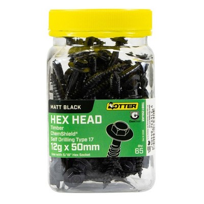Otter 12g x 50mm Timber Hex Head ChemShield Screws - 65 pieces