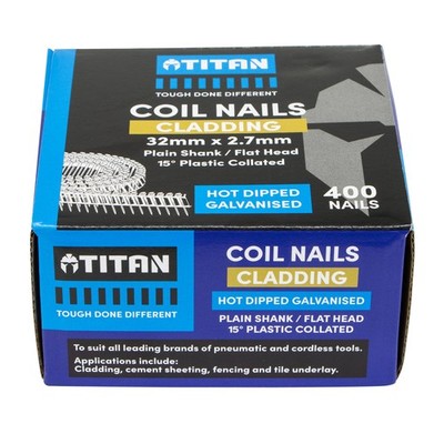 Titan 32 x 2.7mm Hot Dipped Galvanised Collated Coil Nail - 400 pieces