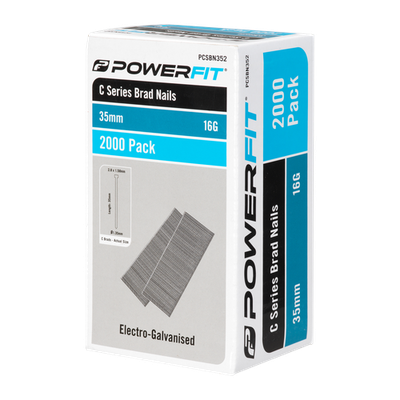 PowerFit 35mm C Series Electro-Galvanised Brad Nails - 2000 pieces