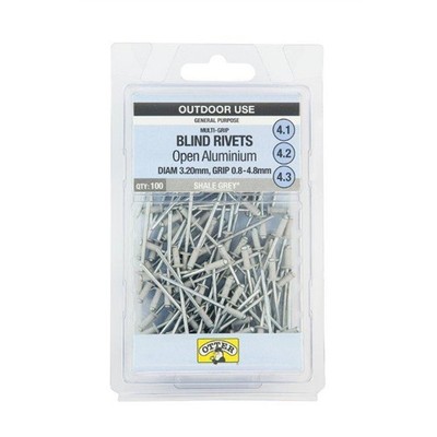 Otter Shale Grey® 3.2 x 0.8-4.8mm Multi-Grip Open Aluminium Blind Rivets - 100 P