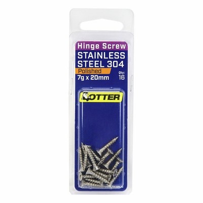 Otter 7 x 20mm Polished Stainless Steel 304 Hinge Screws 2 pcs