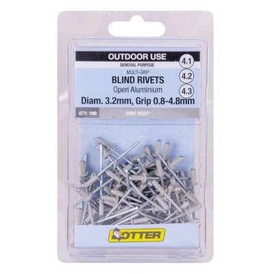 Otter Surfmist® 3.2 x 0.8-4.8mm Multi-Grip Open Aluminium Blind Rivets - 100 Pac