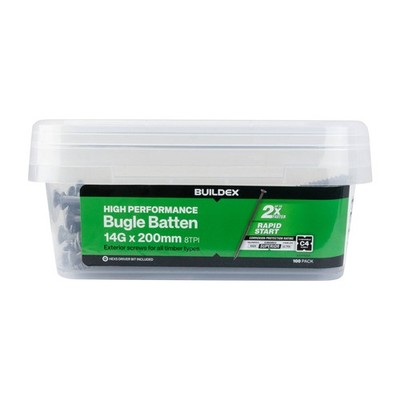 Buildex® 14G x 200mm Class 4 Bugle Batten Screws - 100 pieces