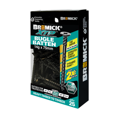 Bremick XTP 14g x 75mm Black T40 Technoguard Bugle Batten - 25 pieces