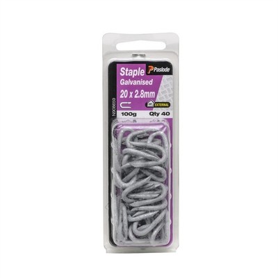 Paslode 20 x 2.8mm 100g Galvanised Staple Nails - 40 pieces