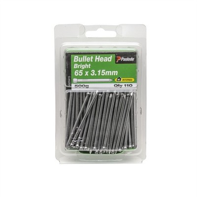 Paslode 65 x 3.15 500g Bright Steel Bullet Head Nails - 110 pieces