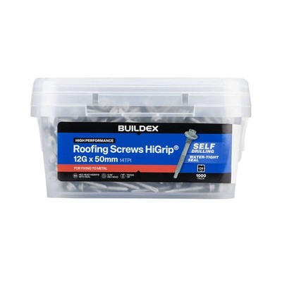 Buildex 12G x 50mm Class 4 Roofing TEKS Screws With Seal - 1000 pieces