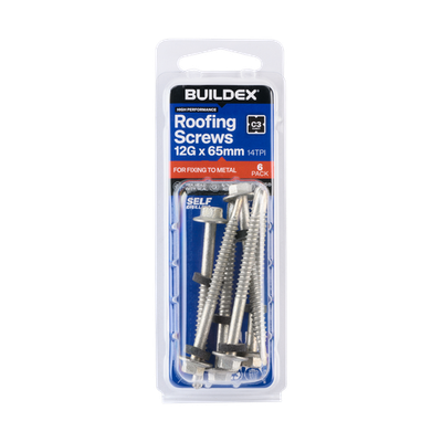 Buildex 12G x 65mm Class 3 Roofing TEKS® Screws with Seal 2 pcs