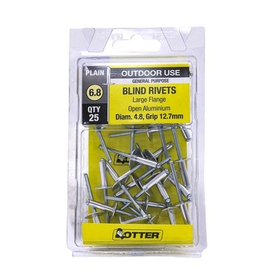 Otter 4.8 x 12.7mm Large Flange Aluminium Rivets - 25 pieces