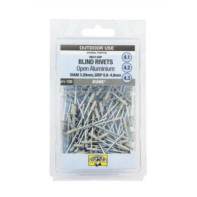 Otter Dune® 3.2 x 0.8-4.8mm Multi-Grip Open Aluminium Blind Rivets - 100 pieces