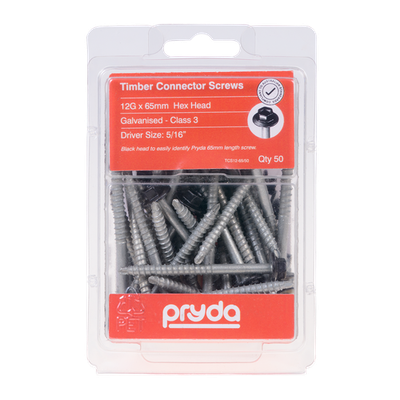Pryda 12G x 65mm Timber Connector Screw - 50 pieces Car Wiring Adapter