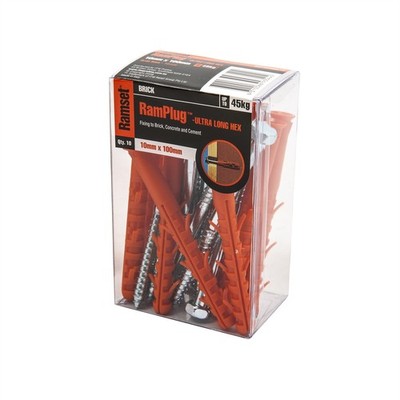 Ramset 10 x 100mm Ultra-Long Hex Anchor RamPlug - 10 pieces