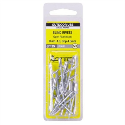 Otter 4.0 x 4.8mm Open Aluminium Blind Rivets 2 pcs