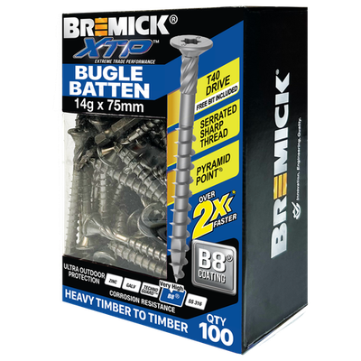 Bremick XTP 14g x 75mm T40 B8 Bugle Batten - 100 pieces