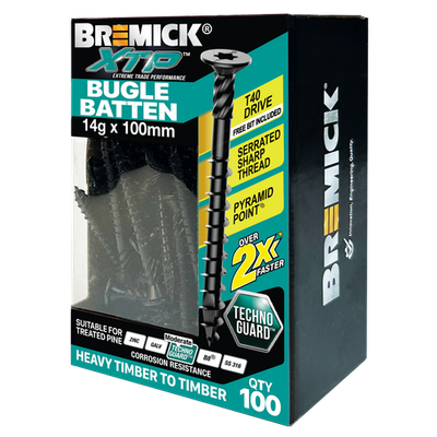 Bremick XTP 14g x 100mm Black T40 Technoguard Bugle Batten - 100 pieces