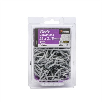 Paslode 25 x 3.15mm 500g Galvanised Staple Nail - 110 pieces