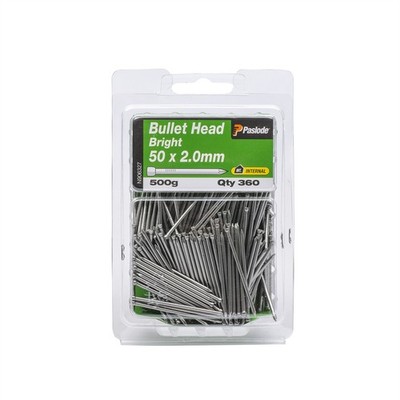 Paslode 50 x 2.0mm 500g Bright Steel Bullet Head Nails - 360 pieces