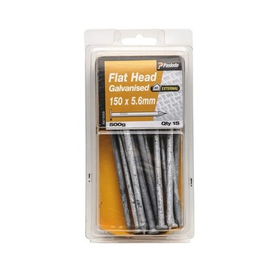 Paslode 150 x 5.6mm 500g Galvanised Flat Head Nails - 15 pieces