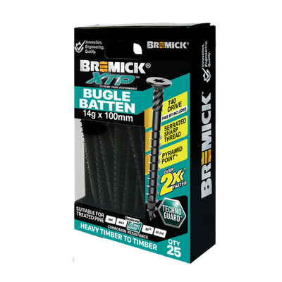 Bremick XTP 14g x 100mm Black T40 Technoguard Bugle Batten - 25 pieces
