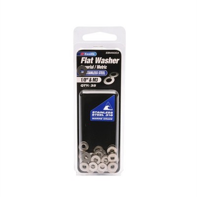 Zenith 1/8" And M3 316 Stainless Steel Flat Washer - 35 pieces