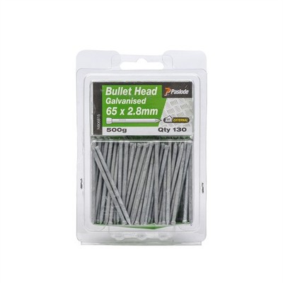 Paslode 65 x 2.8mm 500g Galvanised Bullet Head Nails - 130 pieces