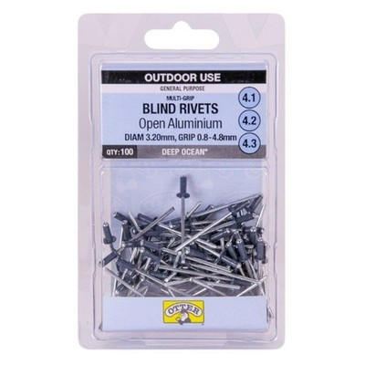 Otter Deep Ocean® 3.2 x 0.8-4.8mm Multi-Grip Open Aluminium Blind Rivets - 100 P