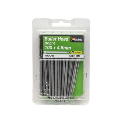 Paslode 100 x 4.5mm 500g Bullet Head Bright Nails - 35 pieces