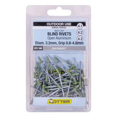 Otter Pale Eucalypt® 3.2 x 0.8-4.8mm Multi-Grip Open Aluminium Blind Rivet - 100