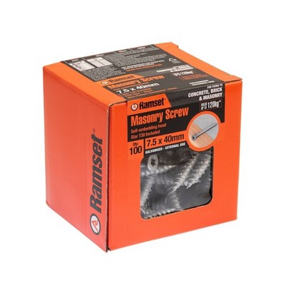 Ramset 7.5 x 40mm Galvanised Masonry Anchor Screw - 100 Box