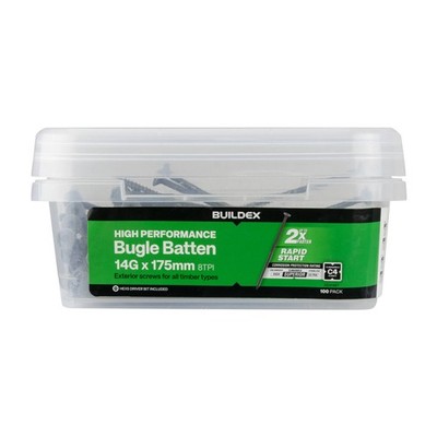 Buildex® 14G x 175mm Class 4 Bugle Batten Screws - 100 pieces