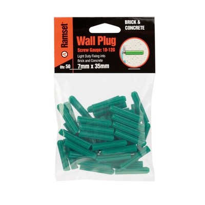Ramset 7 x 35mm Green Wall Plugs 2 pcs