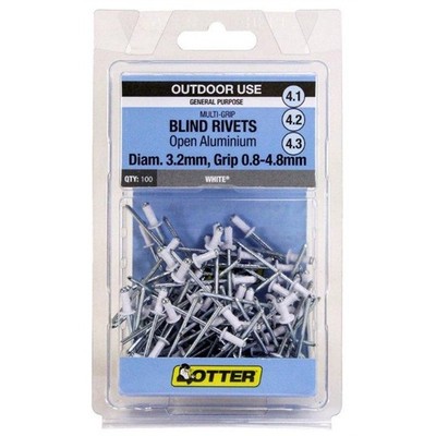 Otter White® 3.2 x 0.8 - 4.8m Multi-Grip Open Aluminium Blind - 100 pieces