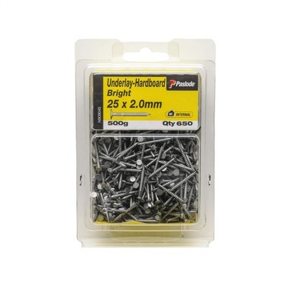 Paslode 25 x 2.0mm 500g Bright Steel Annular Underlay Nails - 650 pieces