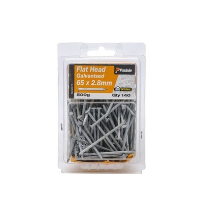 Paslode 65 x 2.8mm 500g Flat Head Galvanised Nails - 140 pieces