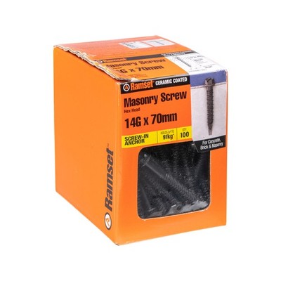Ramset 14g x 70mm Black Ankascrew - 100 pieces