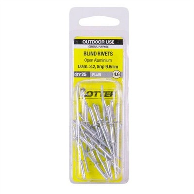 Otter 3.2 x 9.6mm Open Aluminium Blind Rivets 2 pcs