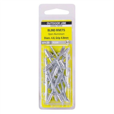 Otter 4.8 x 4.8mm Open Aluminium Blind Rivets - 25 pieces