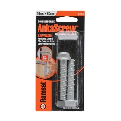 Ramset 10 x 60mm Galvanised AnkaScrew Masonry Anchor - 2 pieces