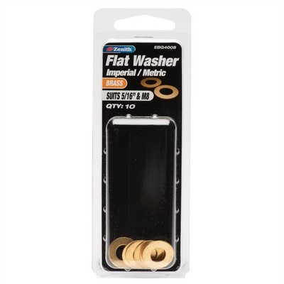 Zenith 5/16" M8 Solid Brass Flat Washer - 10 pieces